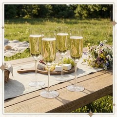 Plastic Champagne Flutes Set, 6oz Unbreakable Champagne Glasses 10 Transparent