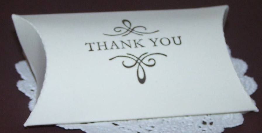 Wedding handmade Precut stamped Favour treat ‘Thank You pillow boxes Pk-20