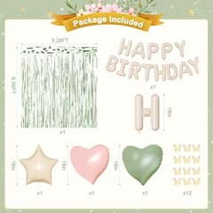 Pink and Sage Green Birthday Decorations, Pink Green Sand White Pink Sage Green