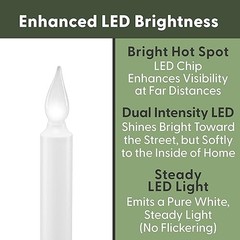 LED Battery Operated Window Candles with Timer, Bright Hot Antique Bronze