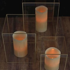 3 Gold Clear Acrylic Metal Frame CANDLE HOLDERS Party Events Centerpieces