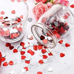 4500 Pcs/10mm Foil Heart Confetti for Wedding Bulk Pack Metallic Red, Silver