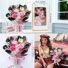 Valentines Day Gifts Pink Preserved Rose Fresh Flower Bouquet Romantic