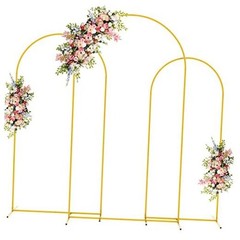 Metal Arch Backdrop Stand Set of 3 Wedding Arch Stand 7.2FT, 6.6FT, 6FT Gold