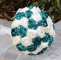Wedding Rose Bouquet – Silk Flowers & Rhinestones