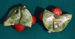 Six Japanese Hand Crafted Ceramic Fruit Place Card Holders