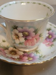 Royal Albert October Cosmos Teacup and Saucer: 1970 England Bone China-Mint