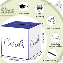 White Navy Blue Card Box Wedding Birthday Baby Shower Raffle Wishes Money