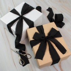 Black Chiffon Ribbon – 1-1/2 Inch x 40 Yds Boho Frayed Fringe Chiffon Silk fo…