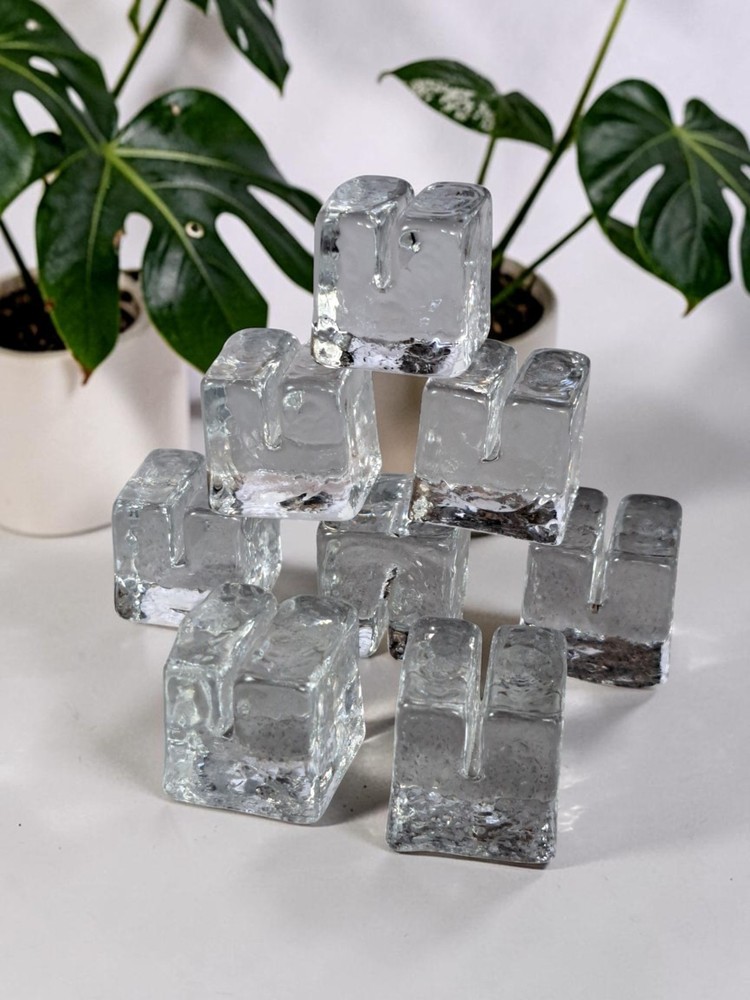 Pottery Barn Placecard Holders Clear Glass Cubes Wedding Shower Display Set 8