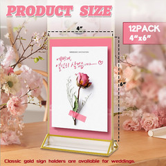 (12-Pack) 4X6 Standard Double-Sided Acrylic Wedding Table Numbers Picture Frames