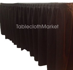 8′ ft. Fitted Table Skirting Cover w/ Top Topper Single Pleated Trade show BLACK