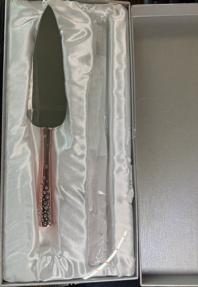 «Galaxy» Rose Gold Colored Cake Knife And Server Set With Crystals