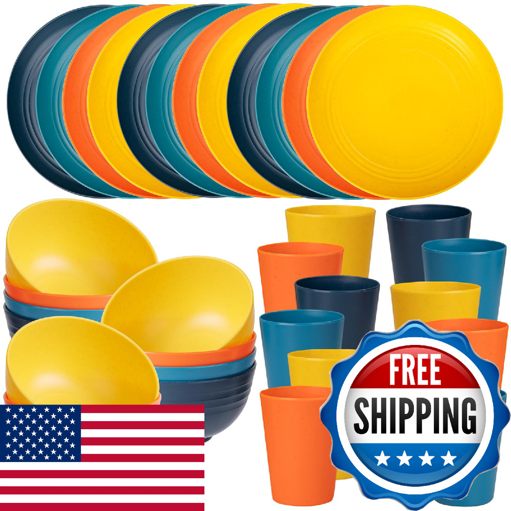 Liyh Love In Your Heart Liyh 36 Pcs Wheat Straw Dinnerware Sets Plastic