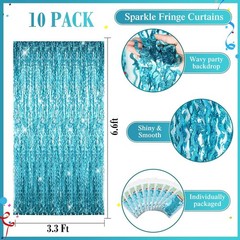 10 Pieces 3.3 x 6.6 Ft Foil Fringe Backdrop Party Wavy Tinsel Fringe Curtain …