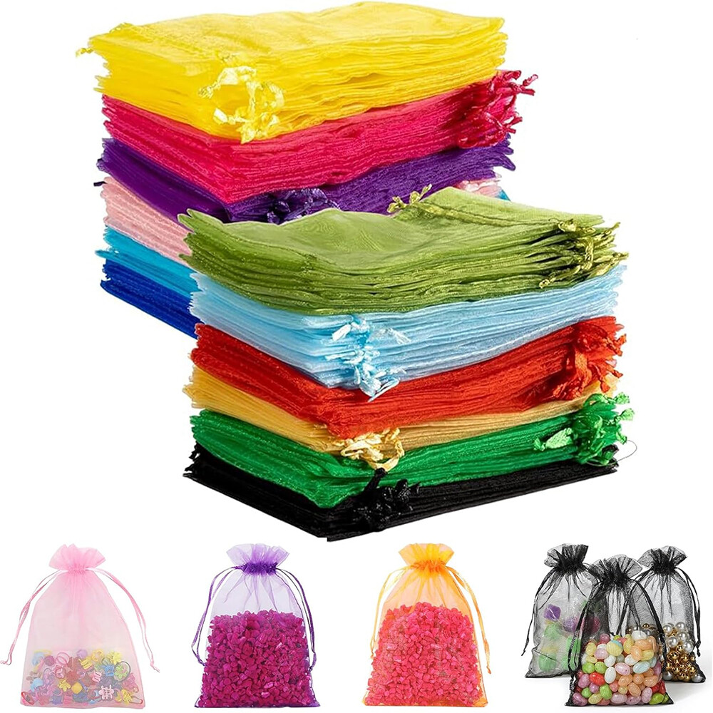 100 200pcs 5×7″ Drawstring Organza Gift Bags Wedding Party Jewelry Candy Pouches