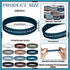 Lunmon 120 Pcs Bible Verse Silicone Bracelets Bulk Religious multicolor