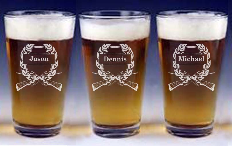 Engraved Personalized Hunters Hunting Beer Pint Glass Wedding Birthday