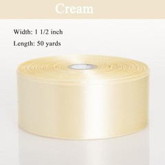 1 1/2 Inch Yellow Solid Satin Ribbon, 50 Yards Craft 1.5 x 1800 Inches Cream