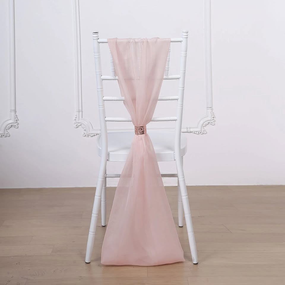Blush Rose Gold DIY Premium Designer Chiffon Chair Sashes | 22″ x 78″- 40 sashes
