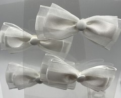 White Wedding Accessory Bows Organza and Satin Hook and Loop Set of 4
