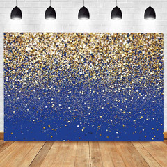 7x5ft Royal Blue Glitter Backdrop Birthday Gold Spots Bokeh Wedding Prom Graduat