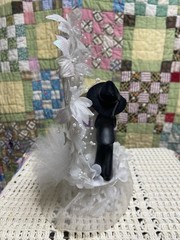 Vintage Cowboy And Cowgirl Porcelain Wedding Cake Topper Floral W/Heart Shape
