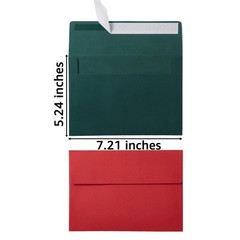 Wishop 100 Pack Christmas A7 5.24 x 7.21 Inches, Green/Red