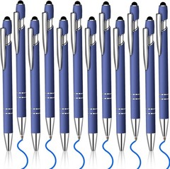 12 Pcs Blue Ink Ballpoint Pen with Stylus Tip, 1.0 mm Metal Pen Stylus Pen fo…