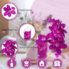 Purple Orchid Faux Flowers Floating Candles – 10 Pieces for Wedding Table