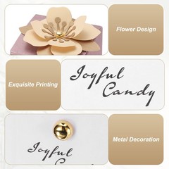Wedding Favor Box with Light Yellow Floral Decor, (2.5 x 2.5 Inch, Pink)(25 Pcs)