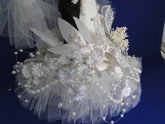New Vintage Elegant Seashell Array Porcelain Bride & Groom Wedding caketop #390