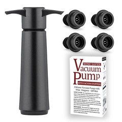 Wine Stoppers Vacuum with Pump, Keep Fresh for 1 Pump+4 Stoppers, Black