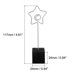 Resin Cube Base Picture Card Holder, 3 Pack Star Shape Note Holder, Black