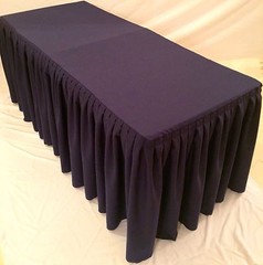4′ Fitted Polyester Double Pleated Table Skirt Cover w/Top Topper Booths Purple