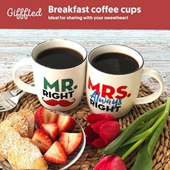 Mr Right Mrs Always Right Coffee Mugs Gifts Ideas for Couples, Colorful