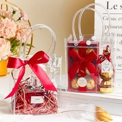 PCS Clear Plastic Gift Bags with Handles, 5.9 x 4.92 x 50 5.9×4.92×2.75 Inch