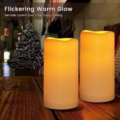 Large Outdoor Waterproof Flameless Candles with H04# Ivory 2pack Waterproof