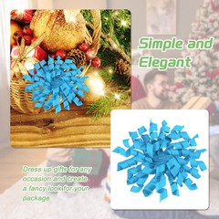 6 Pcs 4 Inch Grosgrain Curly Bows for Gift Wrapping Self-Adhesive Ribbon Blue