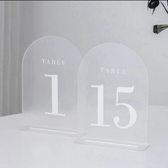 Arch Frosted Acrylic Table Numbers 1-15 Stands 5×7 Wedding Signage Centerpiece