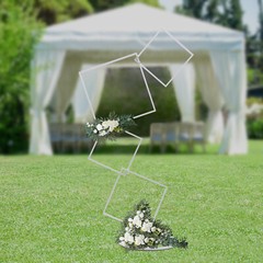 White Metal Flower Frame Weddings Square Backdrop Garland Plants Display Stand.