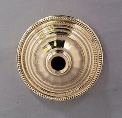 Candle Holder Brass Clear Glass Shade and Brass Ring 5.5″Dia 19.5″High Set/2