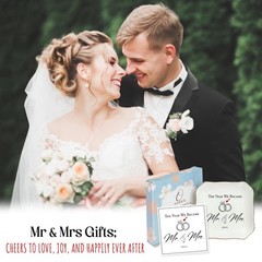 OASSIE Wedding Gifts for Couple 2025 – Mr & Mrs 4″x4″ Ceramic Jewelry Dish Tr…