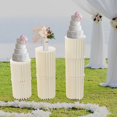 7Pcs Foldable Paper Column Display Stands Milky White Cylinder Flower Stands