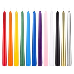 Mega Candles 12 pcs Unscented Supreme Assorted Colors 10 in Taper,