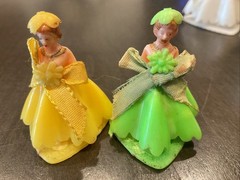 Vintage 1950s Wedding Cake Topper Bride Groom & 4 Bridesmaids