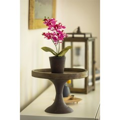 Stonebriar Rustic Worn Natural Wood and Metal Pedestal Tray, 11.8″, Brown