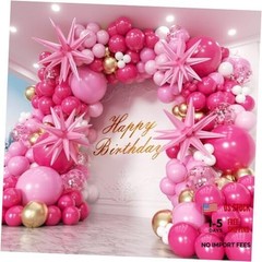 Hot Balloons Garland Arch Kit 180pcs with Star – 22 18 12 10 5in Different Pink