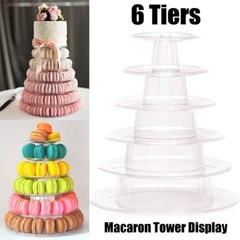 6 Tiers Round Macaron Tower Stand Plastic Transparent Cake Stand Macaron Disp…