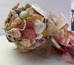 Custom Made Bridal Bouquet XL Multicolor Seashell Starfish Coastal Decor Boho XL